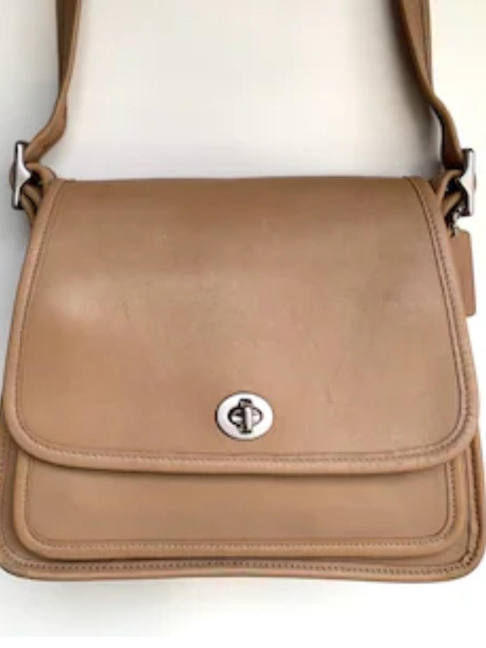 Coach Tan Leather Turn-Lock Crossbody Bag